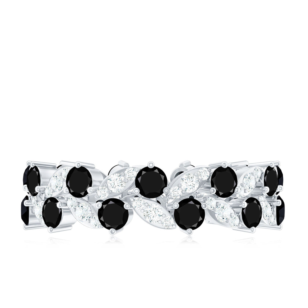 Nature Inspired Lab Grown Black Diamond Eternity Band Ring with Moissanite