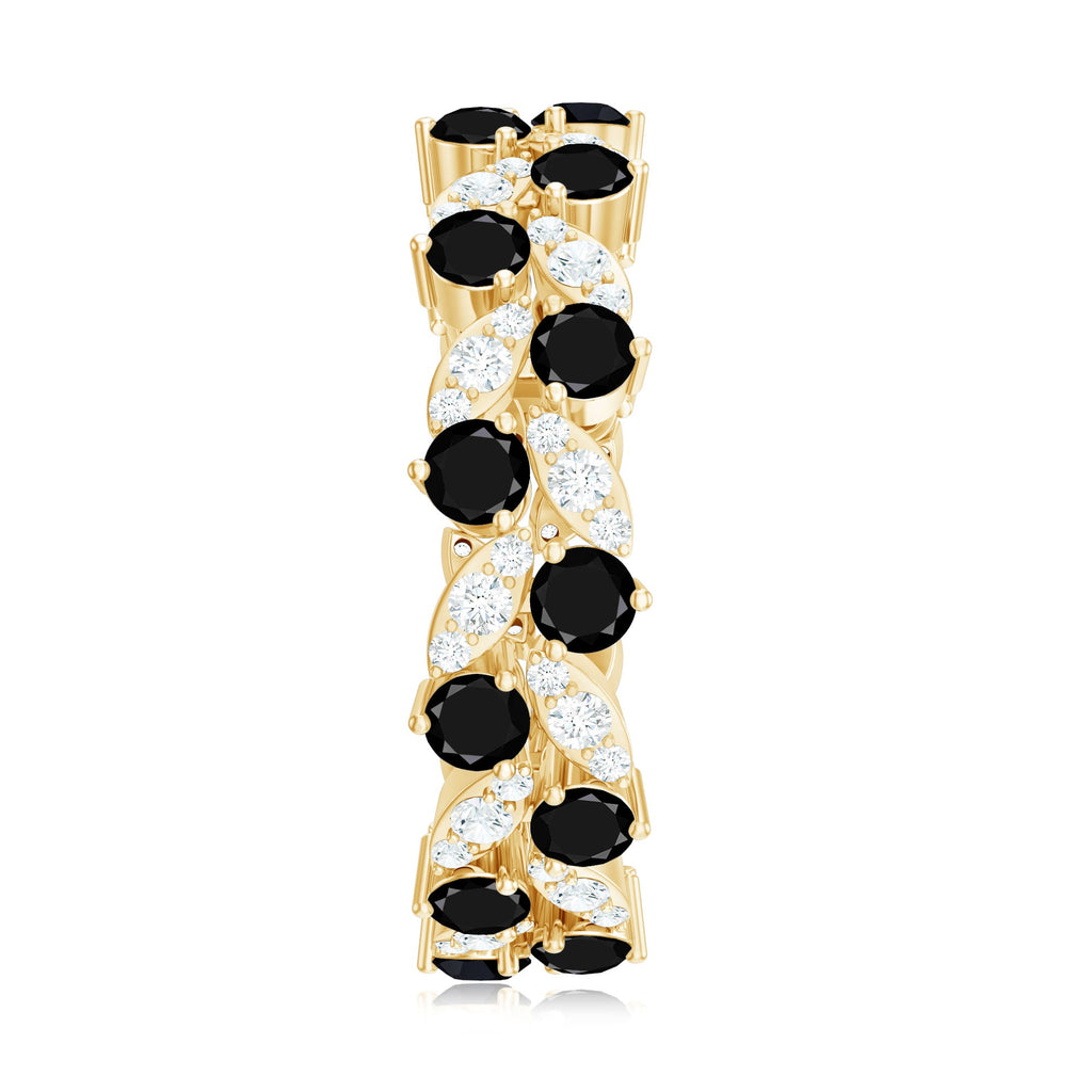 Nature Inspired Lab Grown Black Diamond Eternity Band Ring with Moissanite