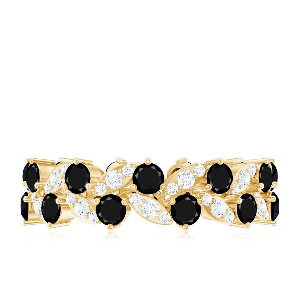 Nature Inspired Lab Grown Black Diamond Eternity Band Ring with Moissanite