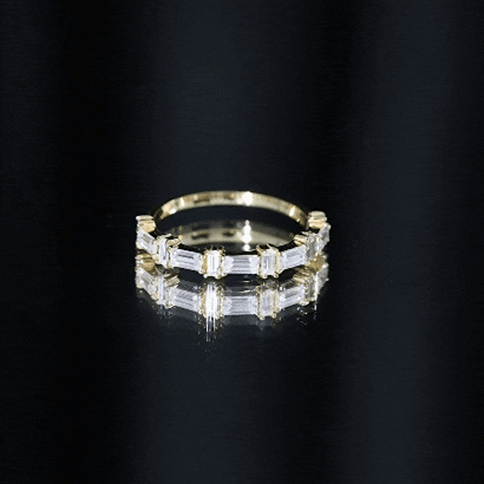 Baguette Cut Cubic Zirconia Designer Half Eternity Ring