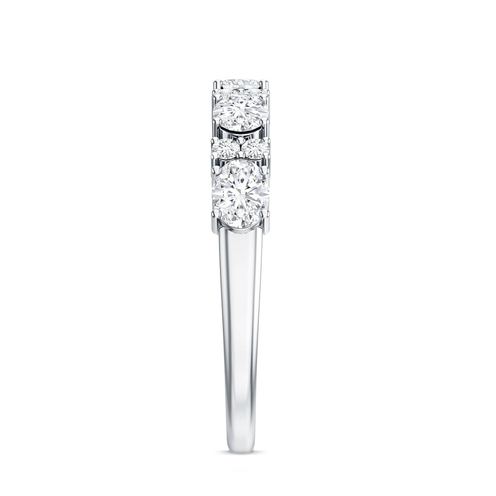 Oval and Round Cubic Zirconia Half Eternity Wedding Band