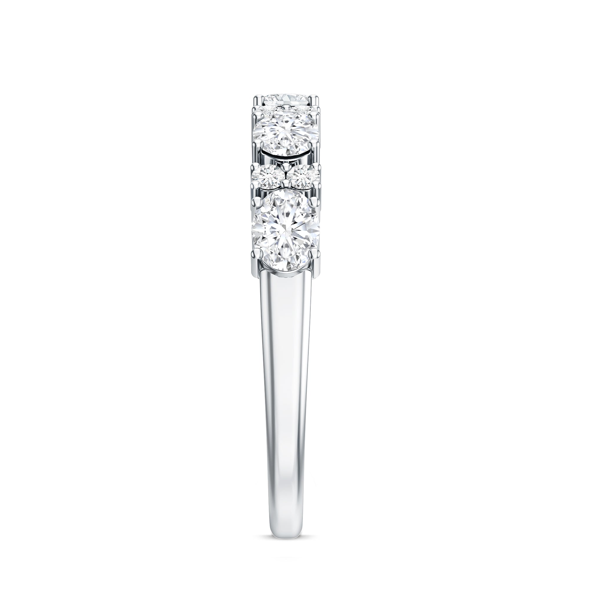 Oval and Round Cubic Zirconia Half Eternity Wedding Band