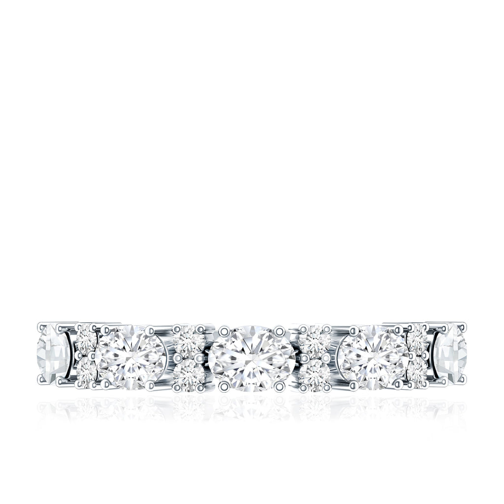 Oval and Round Cubic Zirconia Half Eternity Wedding Band