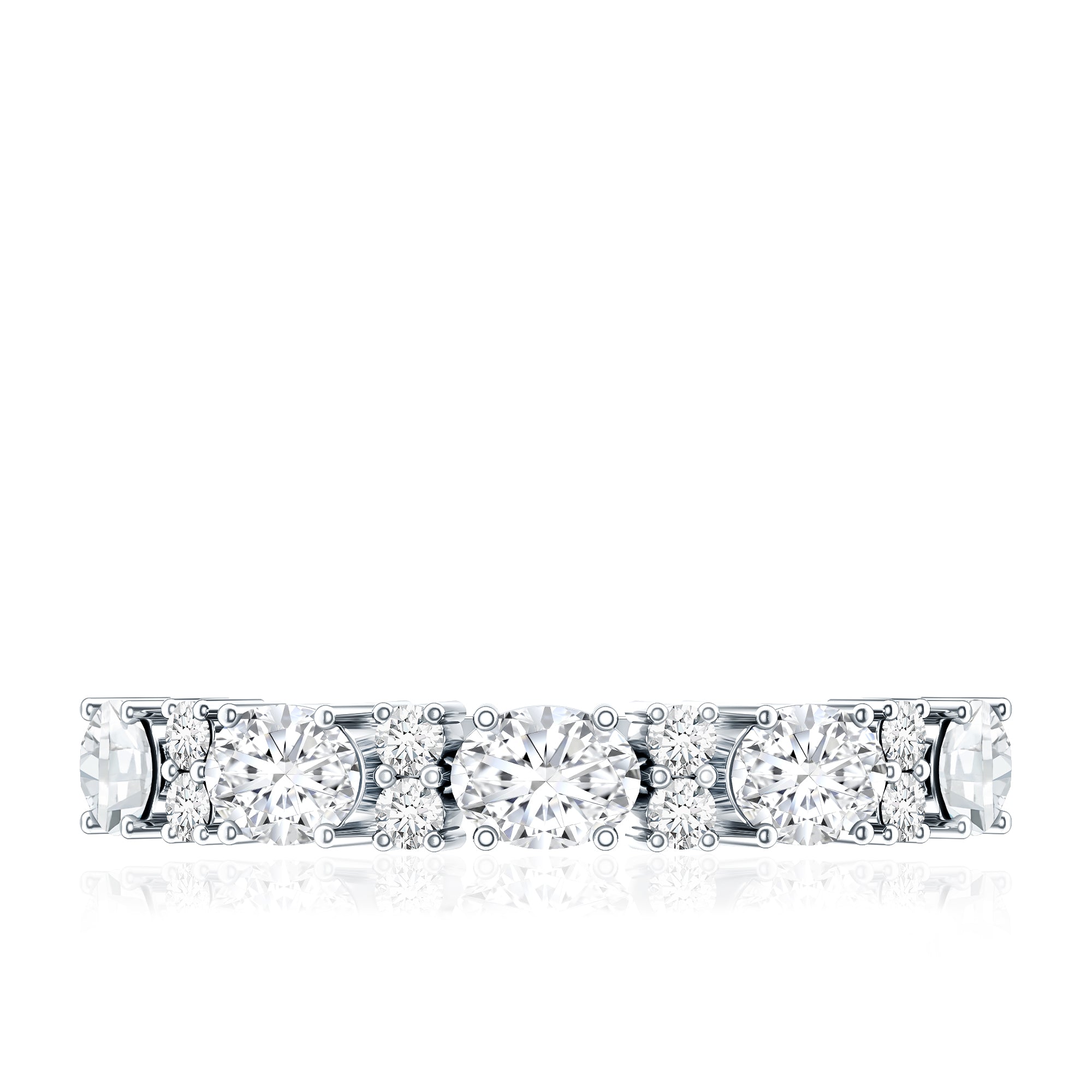 Oval and Round Cubic Zirconia Half Eternity Wedding Band
