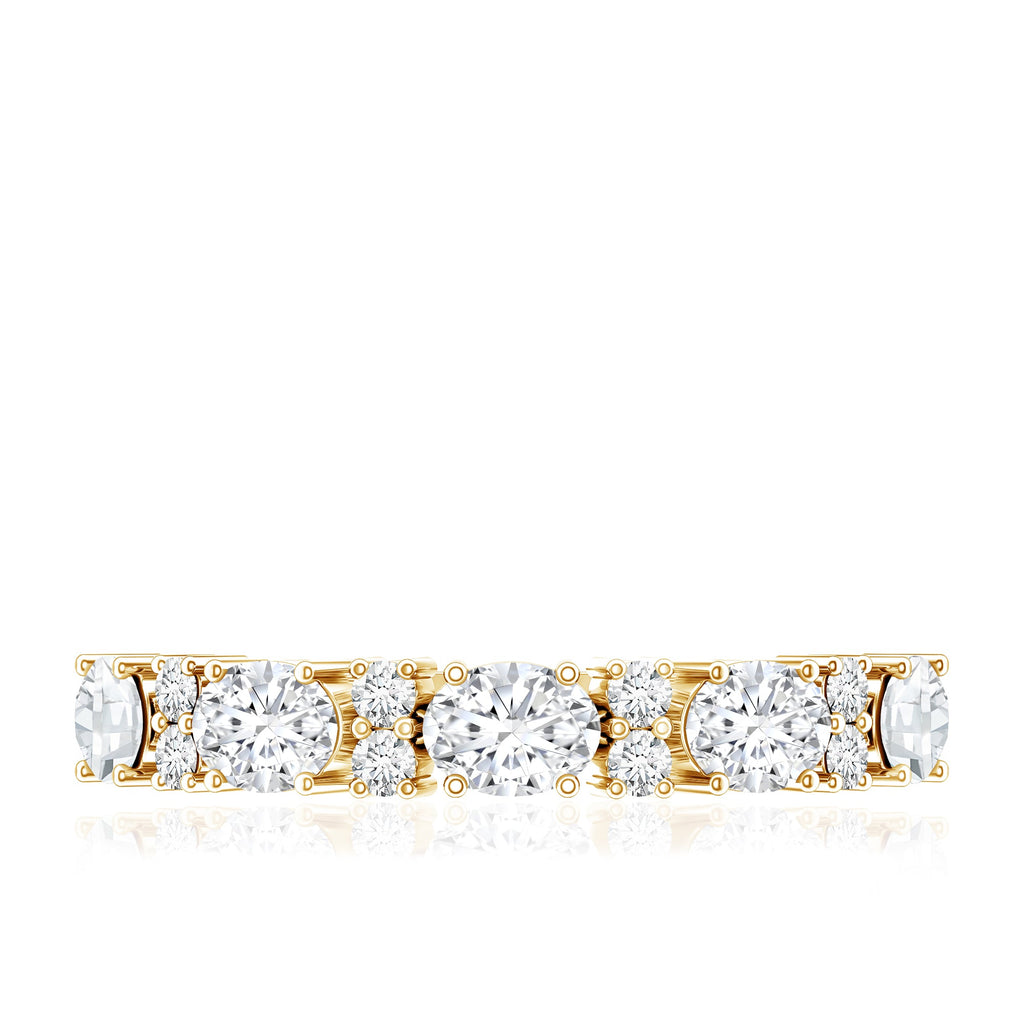 Oval and Round Cubic Zirconia Half Eternity Wedding Band