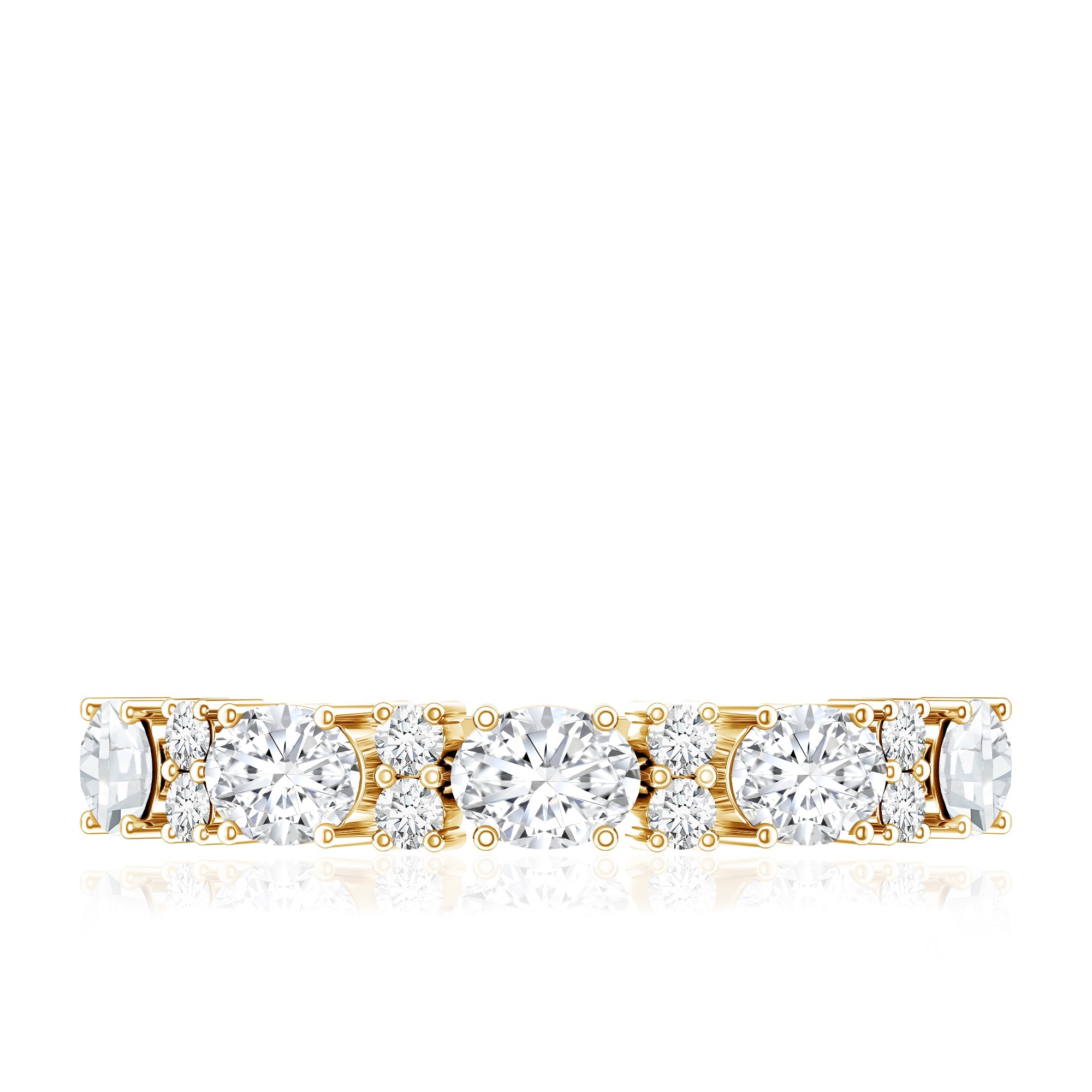 Oval and Round Cubic Zirconia Half Eternity Wedding Band