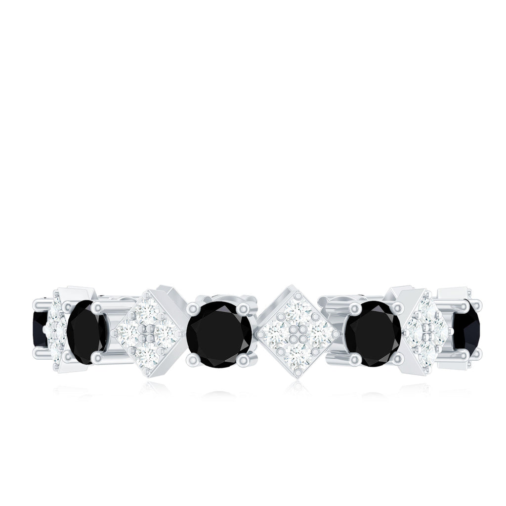Lab Grown Black and White Diamond Eternity Ring for Women