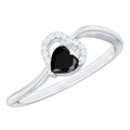 Genuine Black Onyx and Diamond Heart Promise Ring