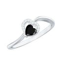 Natural Black Spinel Heart Promise Ring with Diamond