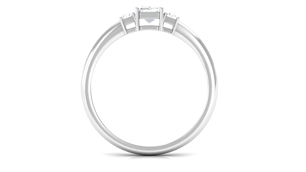 Emerald Cut Cubic Zirconia 3 Stone Engagement Ring