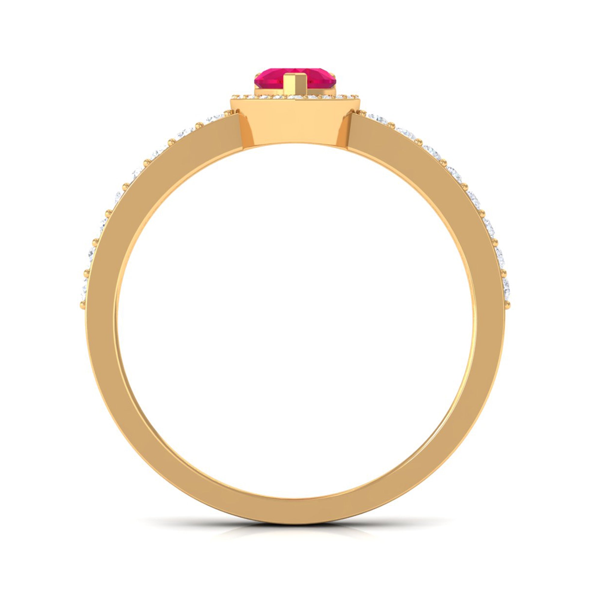 Genuine Ruby Heart Promise Ring with Diamond Halo