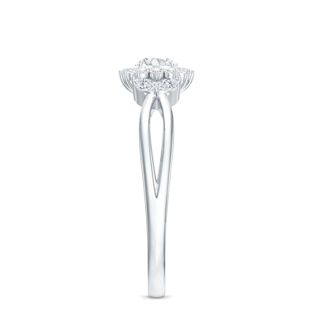 Split Shank Simulated Diamond Flower Engagement Ring