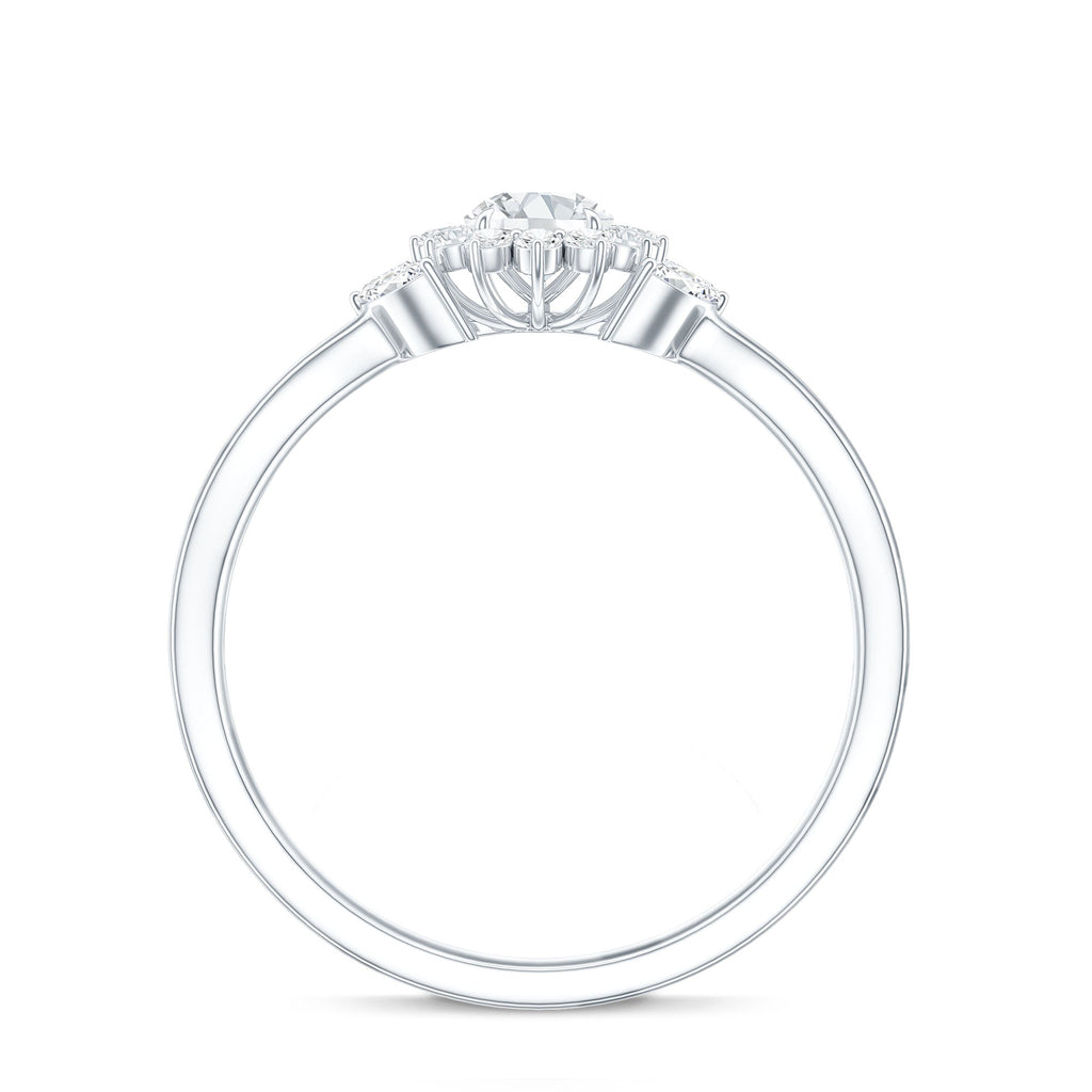 Split Shank Simulated Diamond Flower Engagement Ring