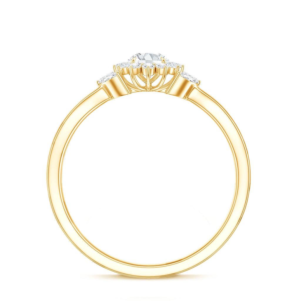 Split Shank Simulated Diamond Flower Engagement Ring