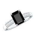 1.6 Carat Emerald Cut Lab Grown Black Diamond Solitaire Engagement Ring with White Diamond