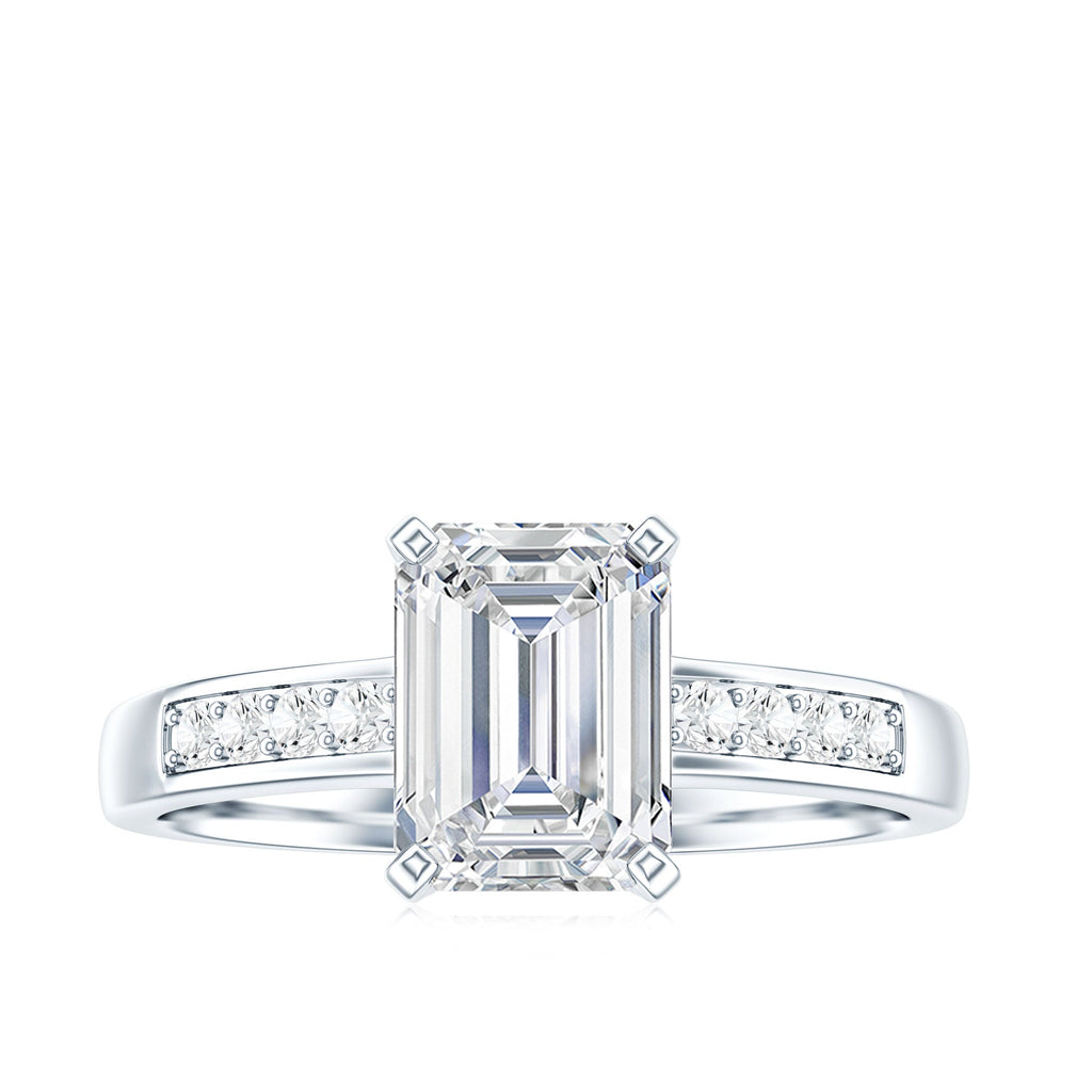 1.8 Carat Emerald Cut Cubic Zirconia Solitaire Engagement Ring