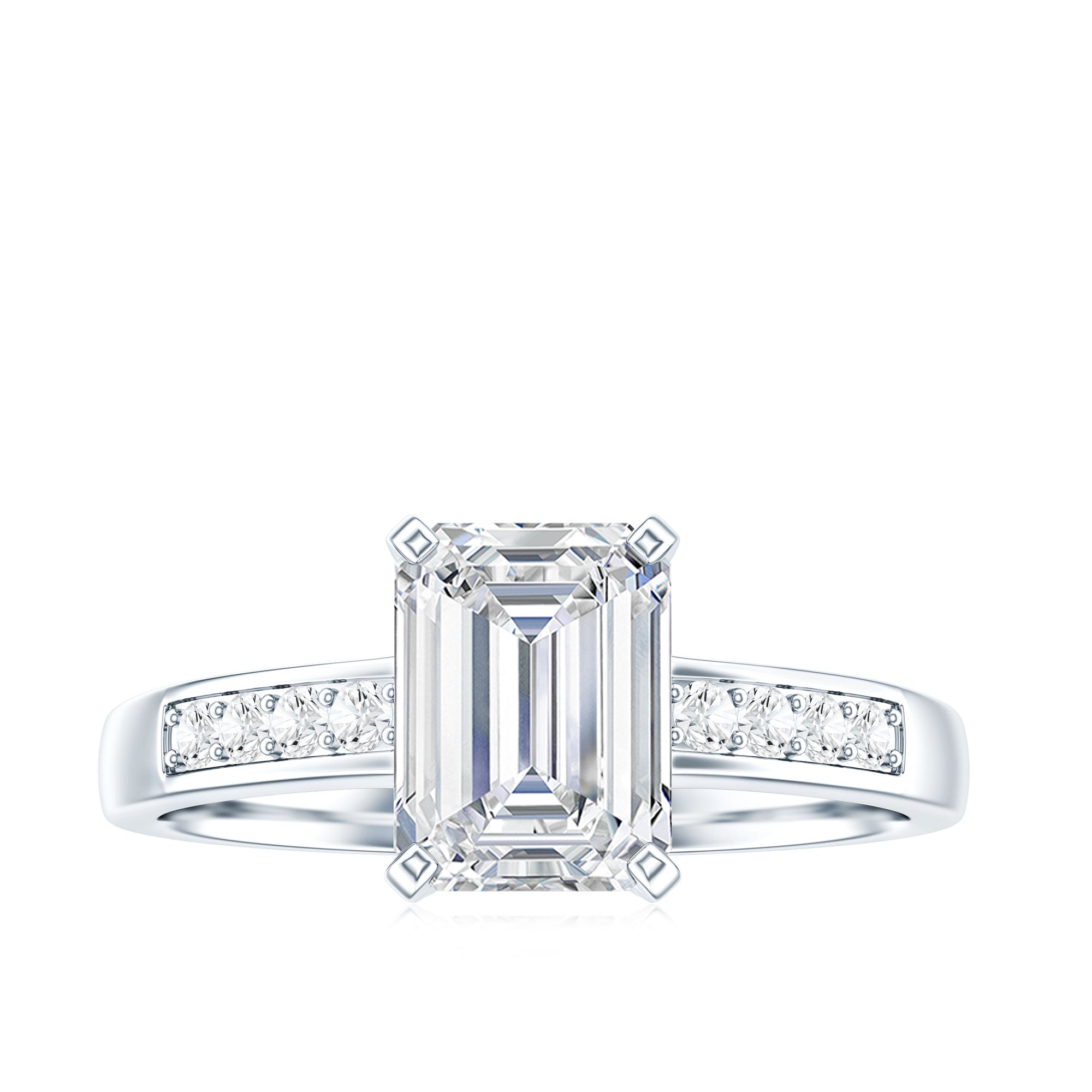 1.8 Carat Emerald Cut Cubic Zirconia Solitaire Engagement Ring