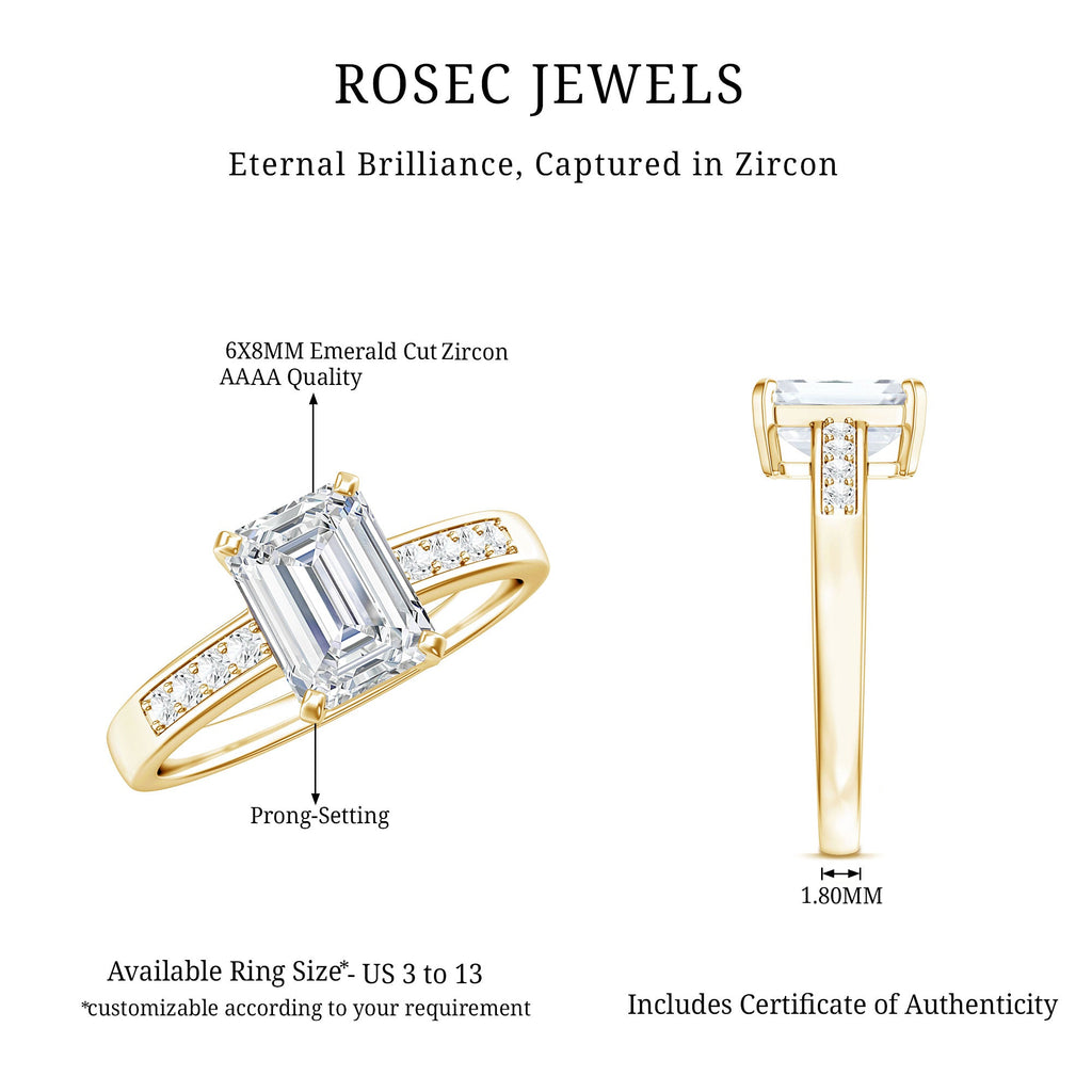 1.8 Carat Emerald Cut Cubic Zirconia Solitaire Engagement Ring