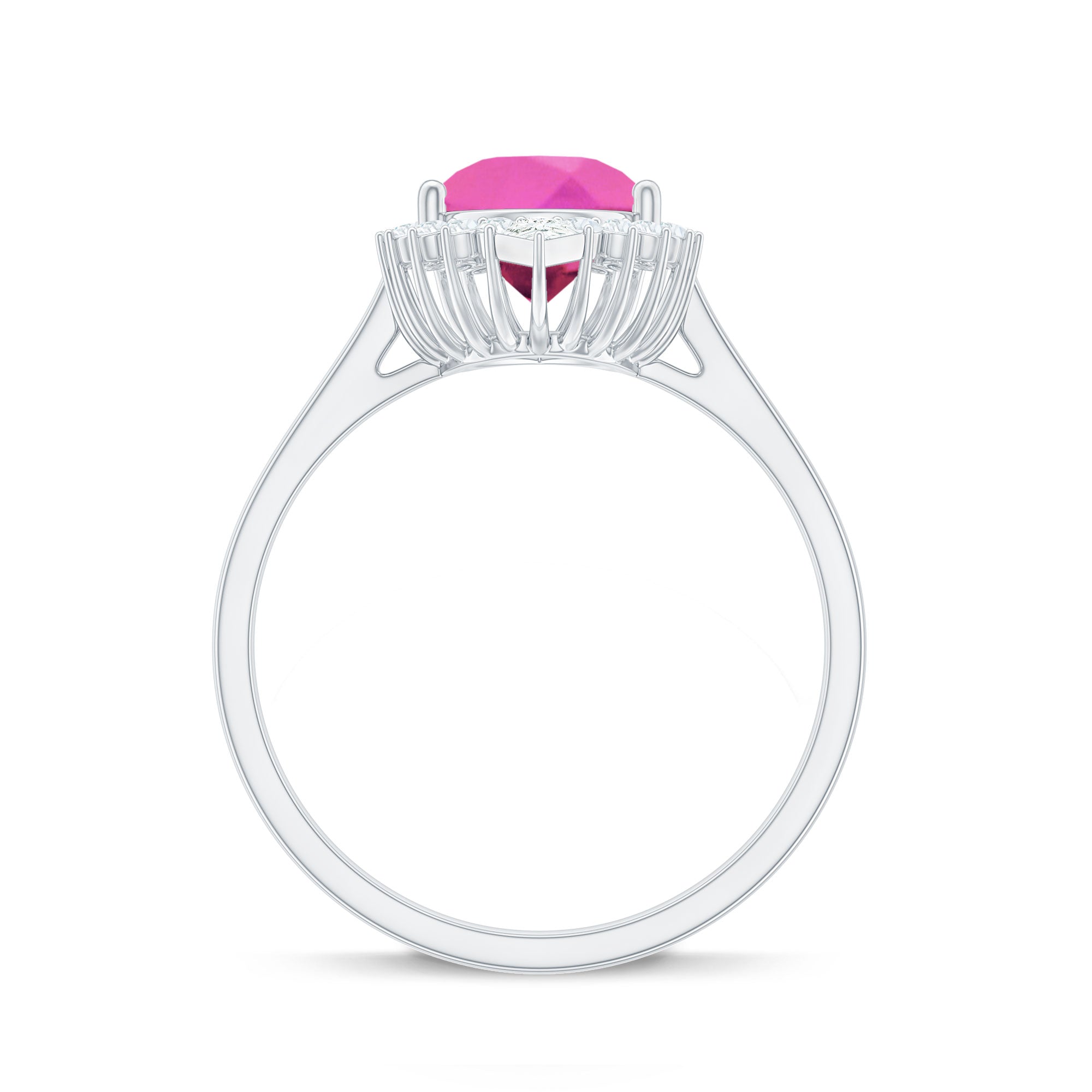 Pear Created Pink Sapphire Cocktail Halo Ring with Diamond
