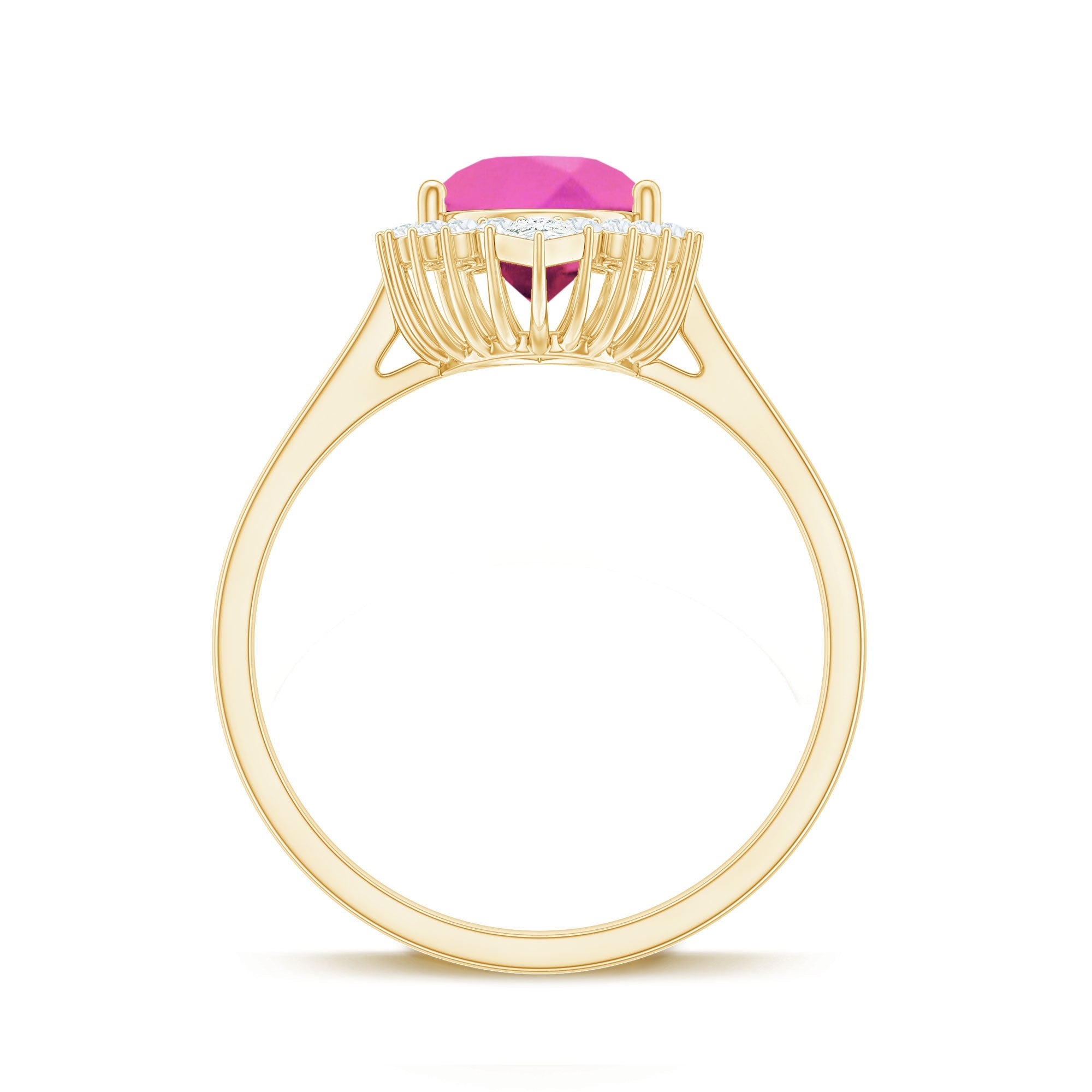 Pear Created Pink Sapphire Cocktail Halo Ring with Diamond