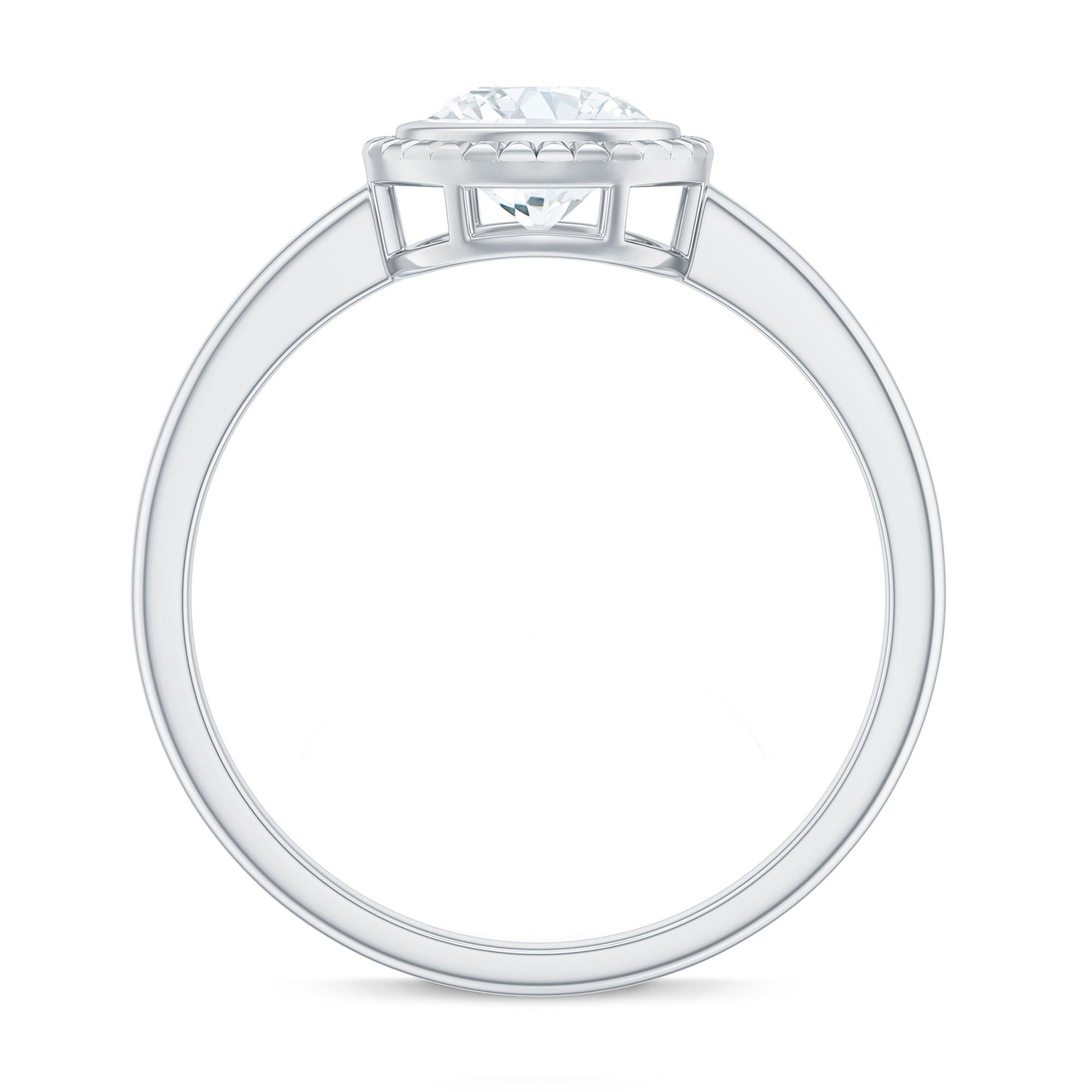 1 CT Round Cut Cubic Zirconia Solitaire Promise Ring in Bezel Setting