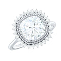 Certified Moissanite Cushion Cut Engagement Ring with Beaded Detail