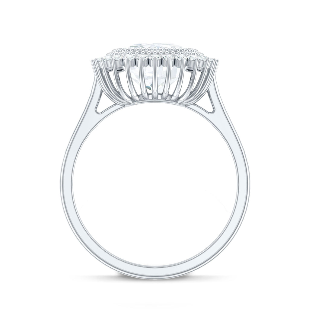 Certified Moissanite Cushion Cut Engagement Ring with Beaded Detail