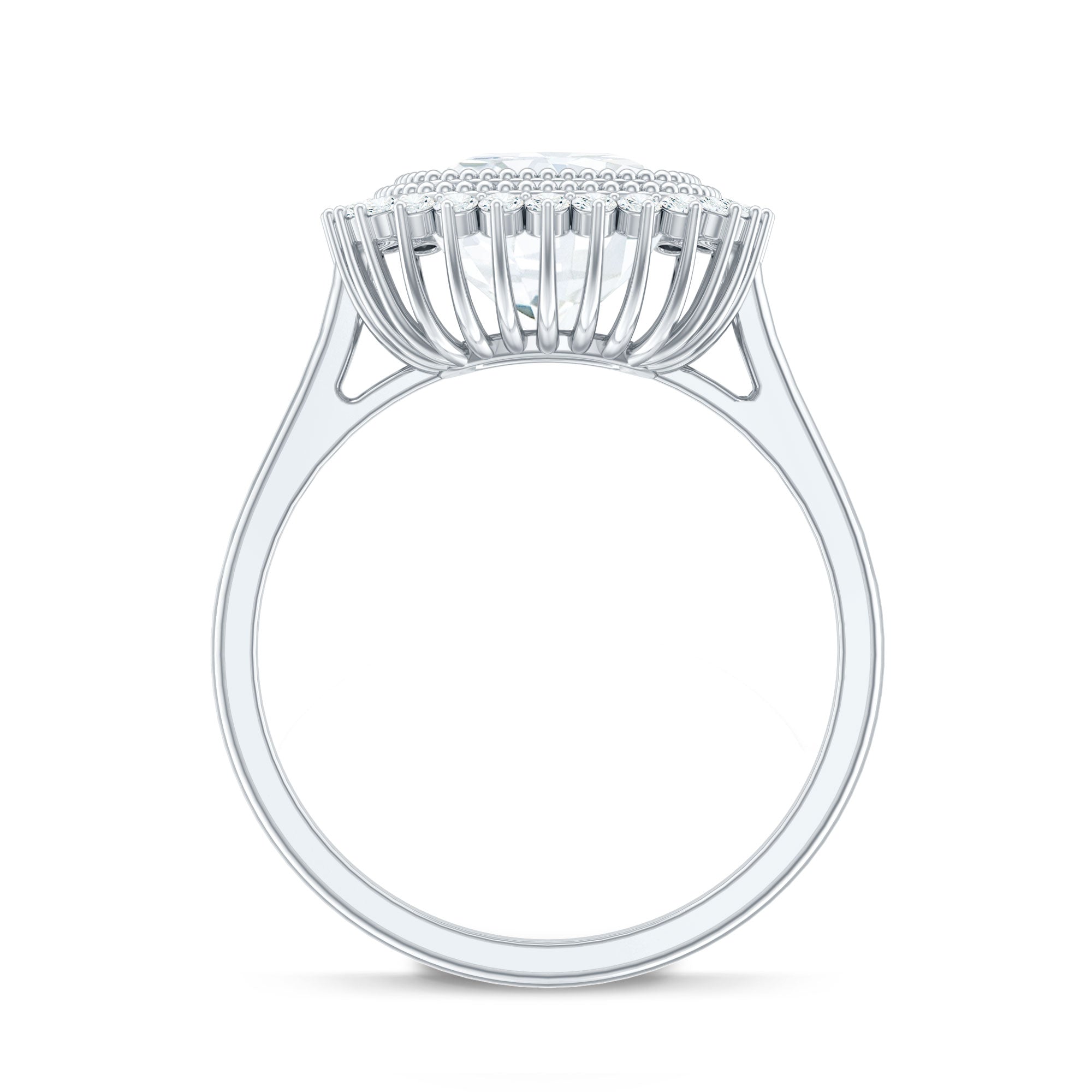 Certified Moissanite Cushion Cut Engagement Ring with Beaded Detail