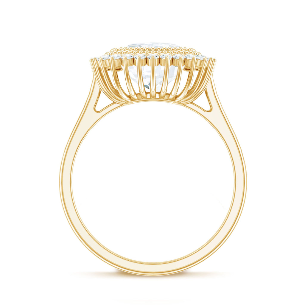 Certified Moissanite Cushion Cut Engagement Ring with Beaded Detail