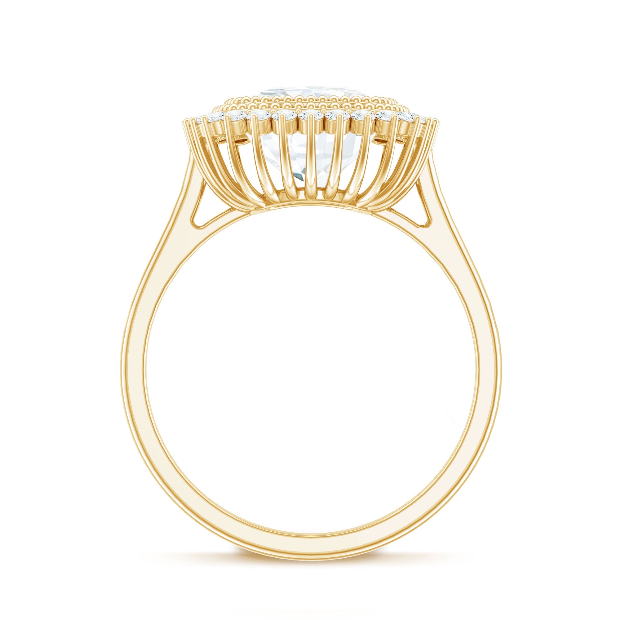 Certified Moissanite Cushion Cut Engagement Ring with Beaded Detail