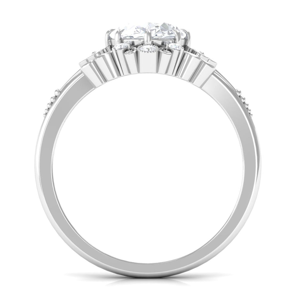 2 Carat Oval Cut Cubic Zirconia Vintage Inspired Engagement Ring