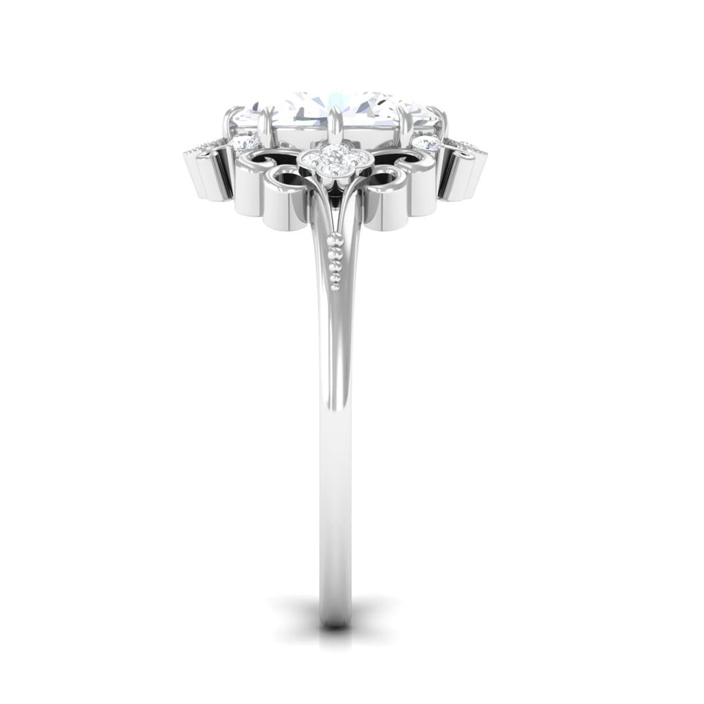 2 Carat Oval Cut Cubic Zirconia Vintage Inspired Engagement Ring