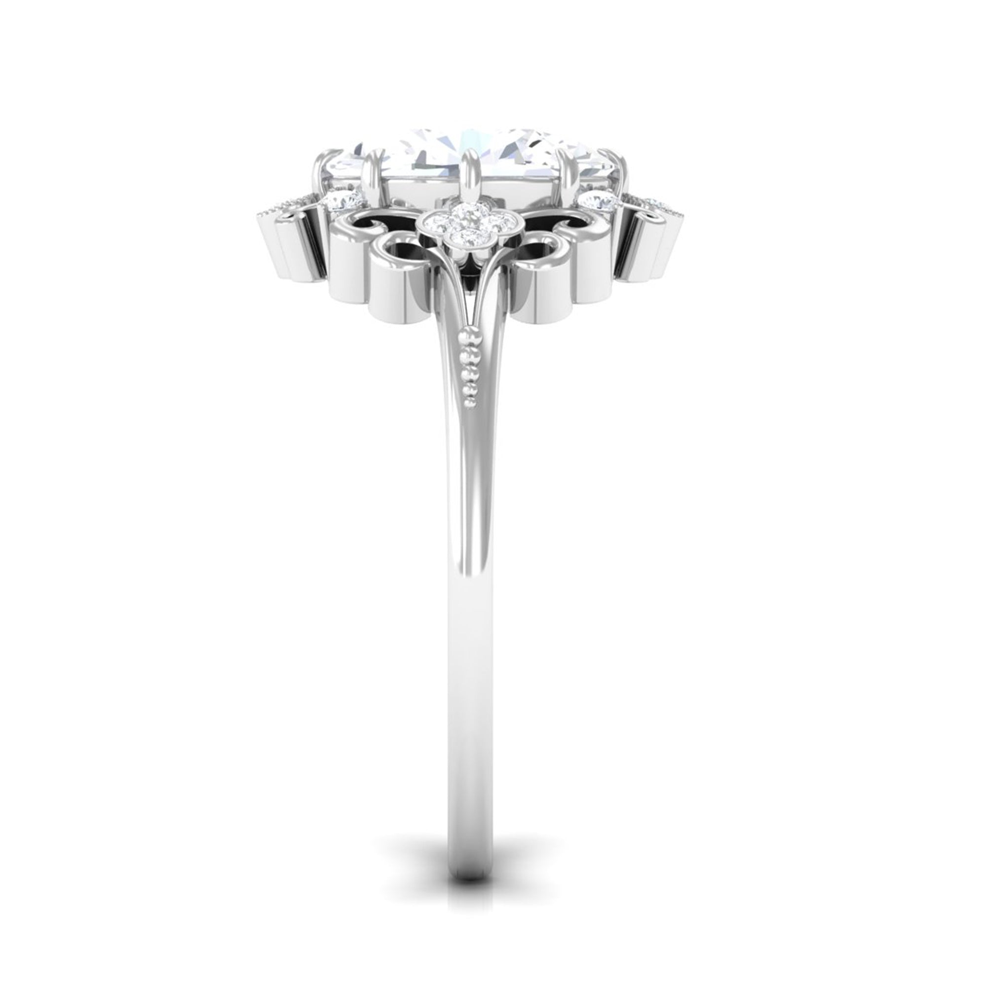 2 Carat Oval Cut Cubic Zirconia Vintage Inspired Engagement Ring