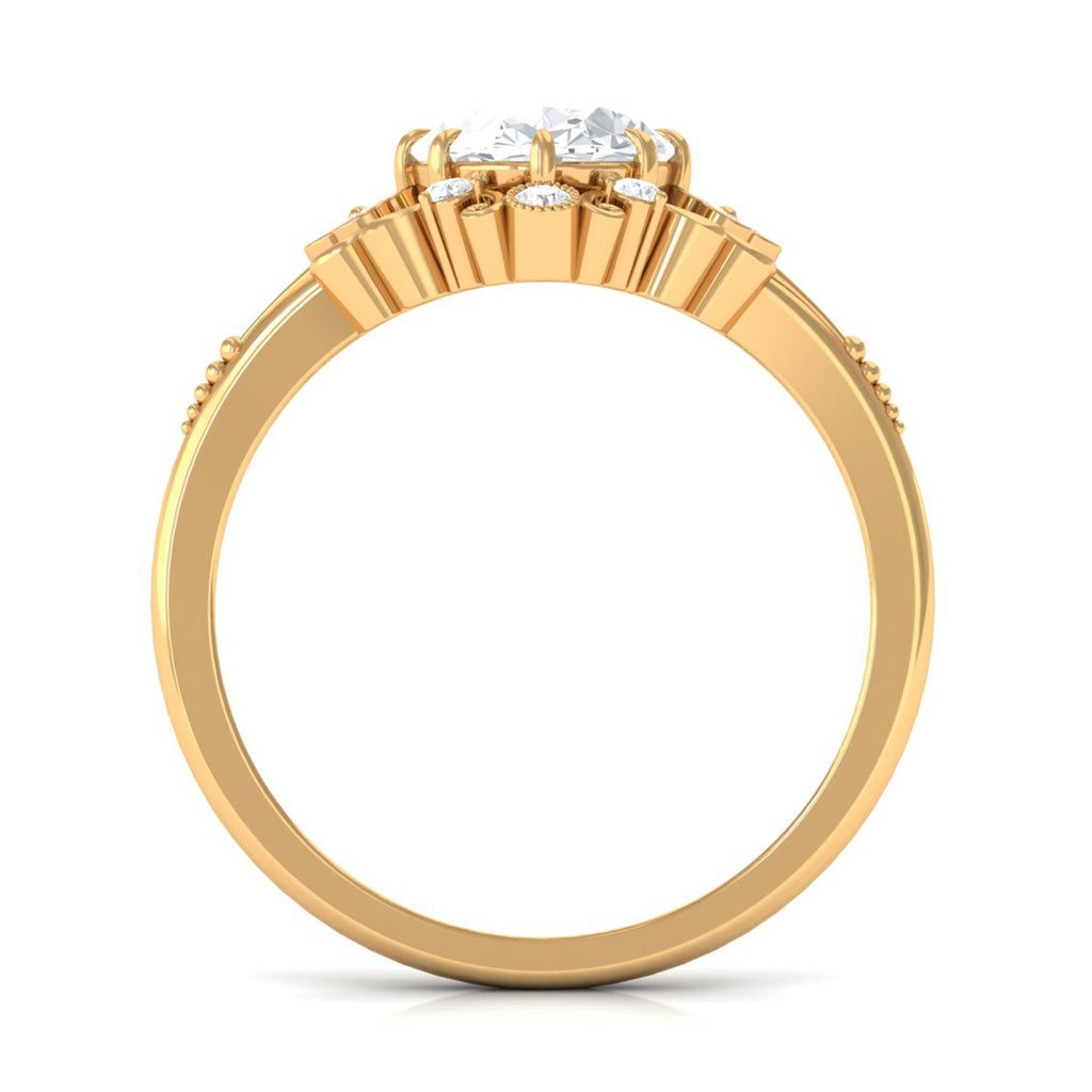2 Carat Oval Cut Cubic Zirconia Vintage Inspired Engagement Ring
