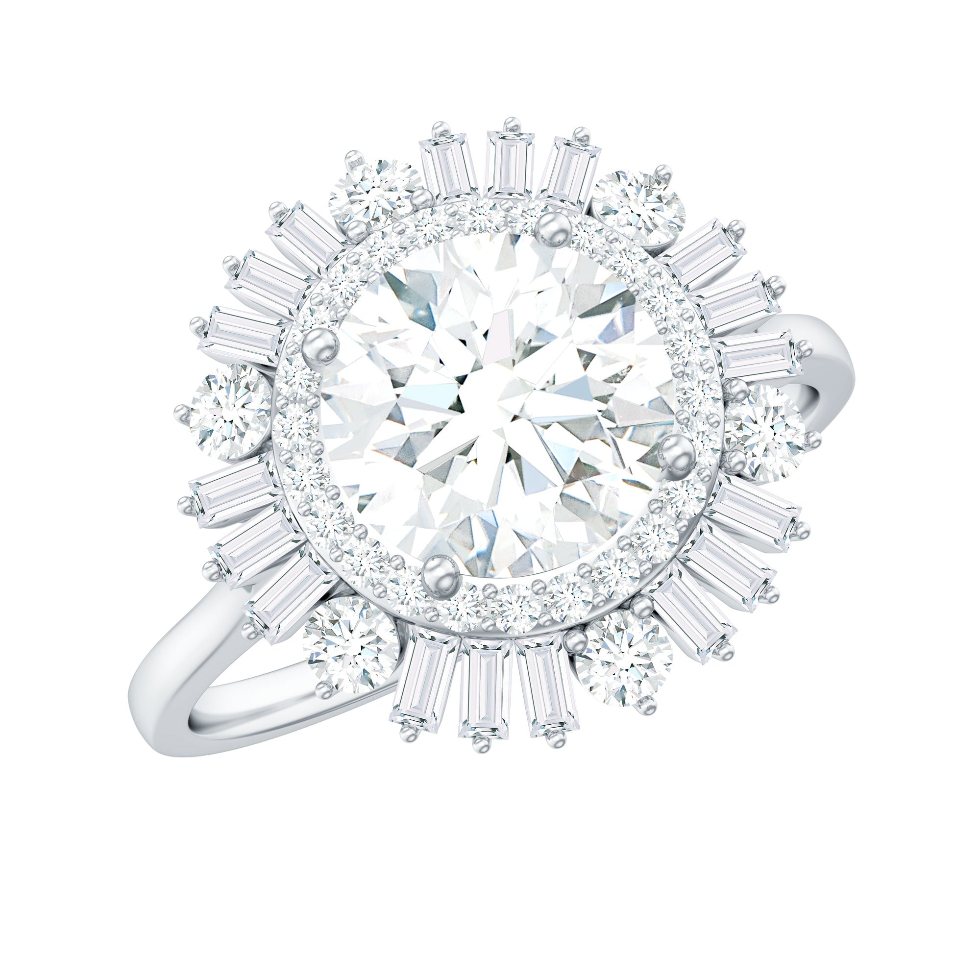 1.3 Carat Zircon Cocktail Engagement Ring with Double Halo