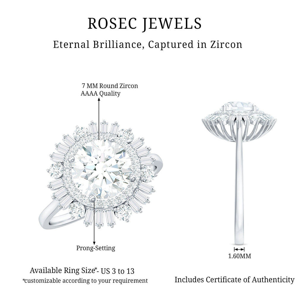 1.3 Carat Zircon Cocktail Engagement Ring with Double Halo