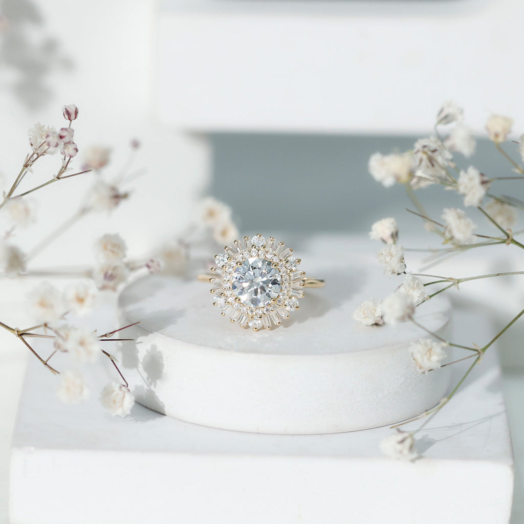 1.3 Carat Zircon Cocktail Engagement Ring with Double Halo
