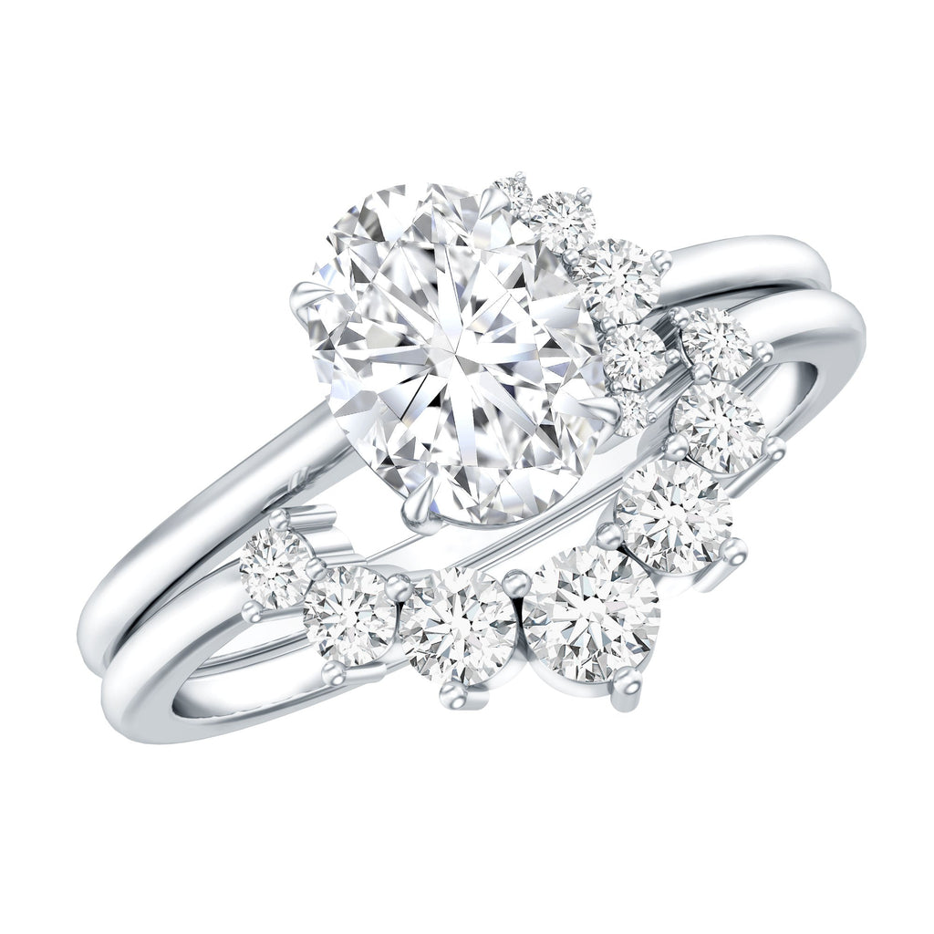 2.75 CT Oval Cut Zircon Half Halo Wedding Ring Set