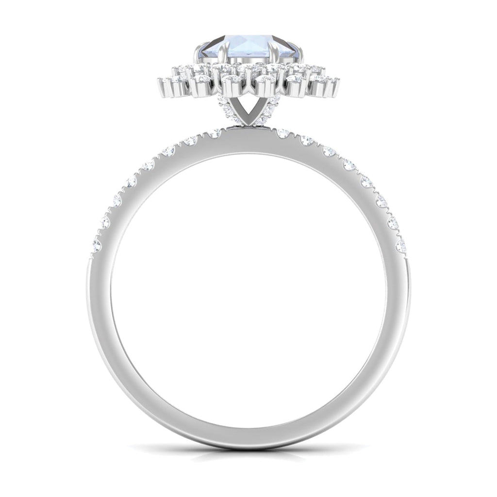 1.5 CT Round Moonstone Statement Engagement Ring with Moissanite
