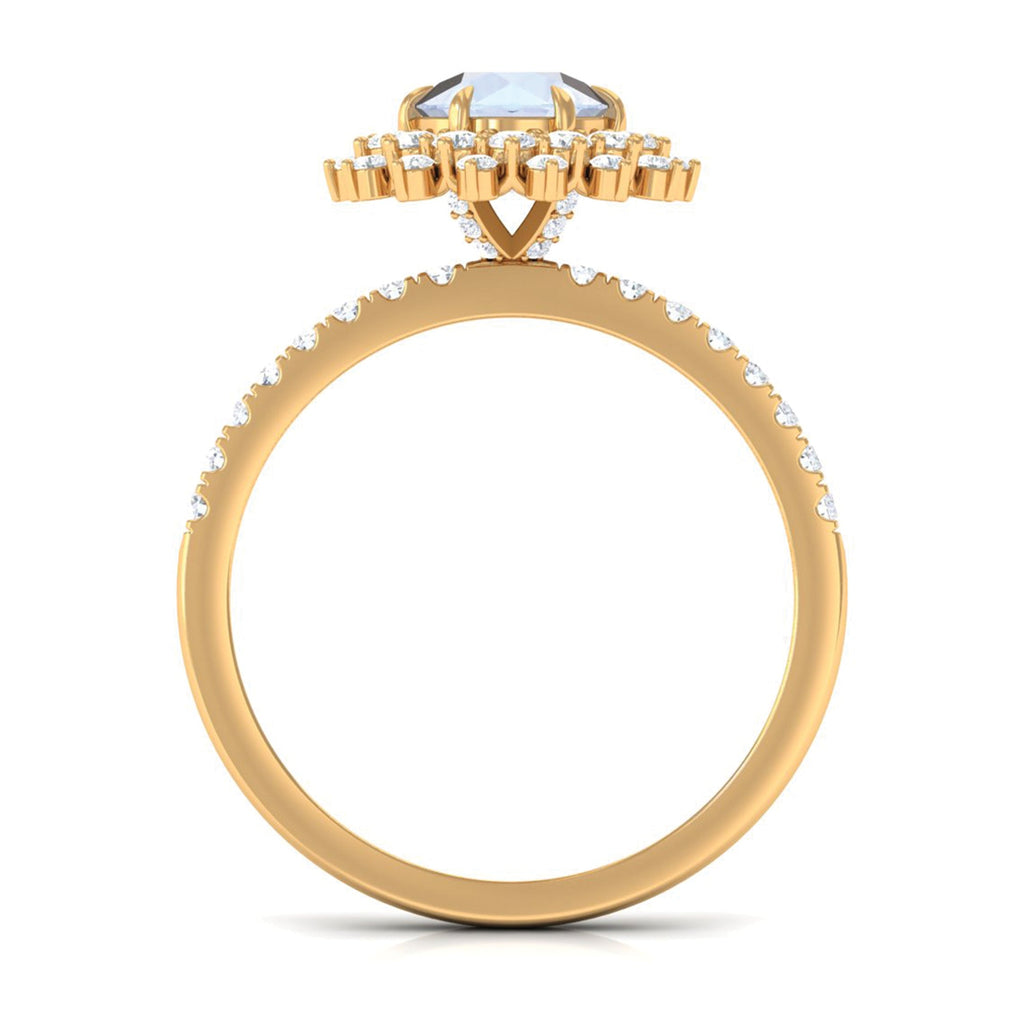 1.5 CT Round Moonstone Statement Engagement Ring with Moissanite