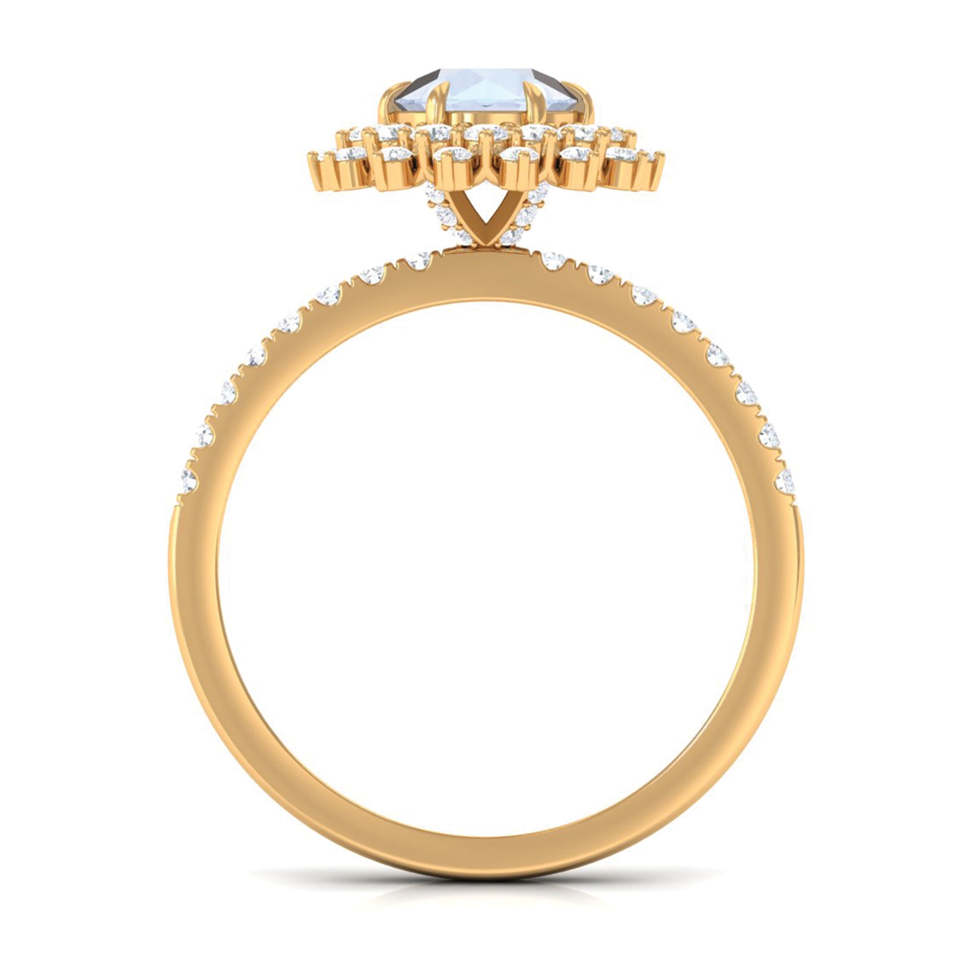 1.5 CT Round Moonstone Statement Engagement Ring with Moissanite