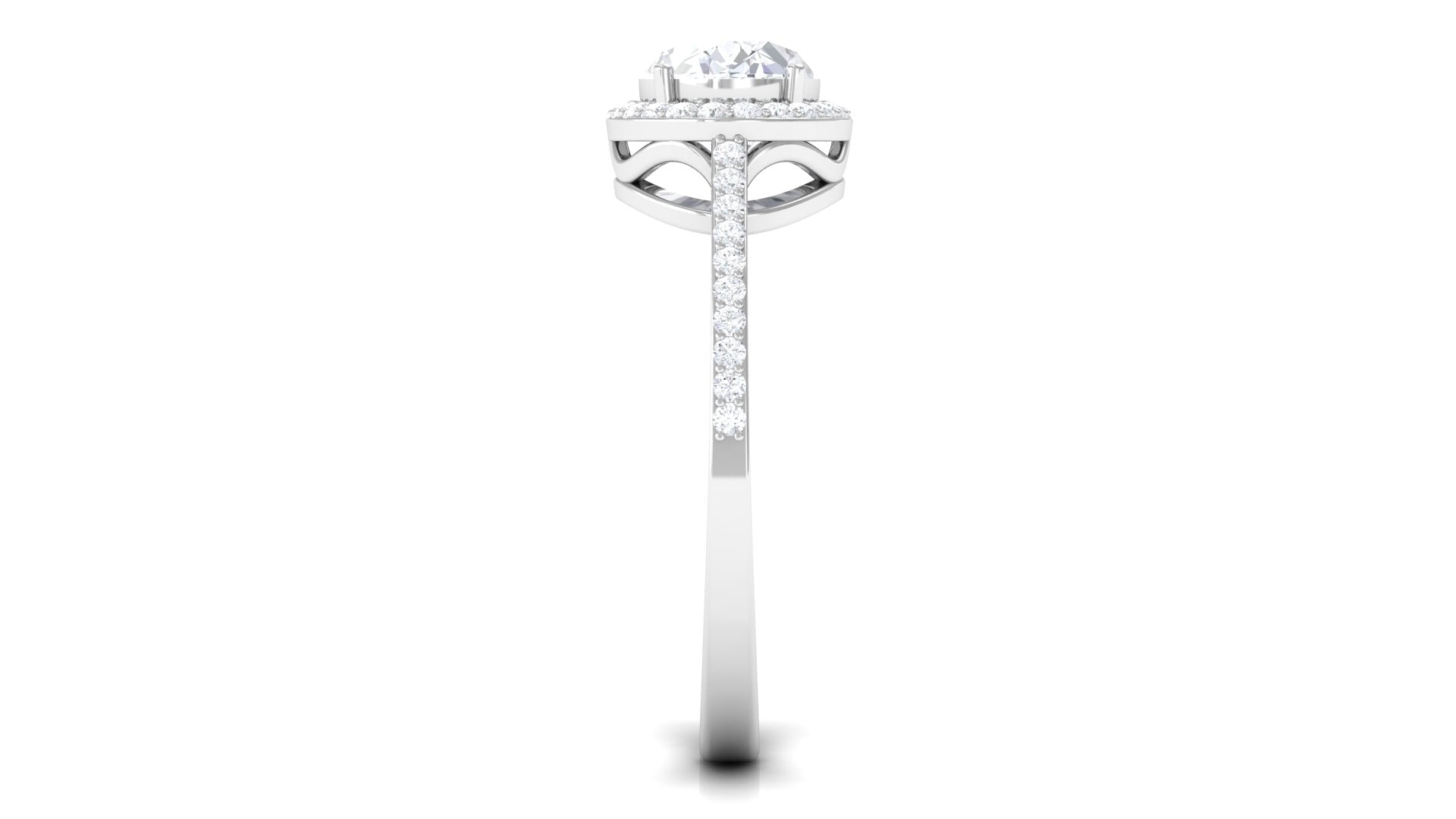 2.5 CT Oval Simulated Diamond East West Halo Engagement Ring
