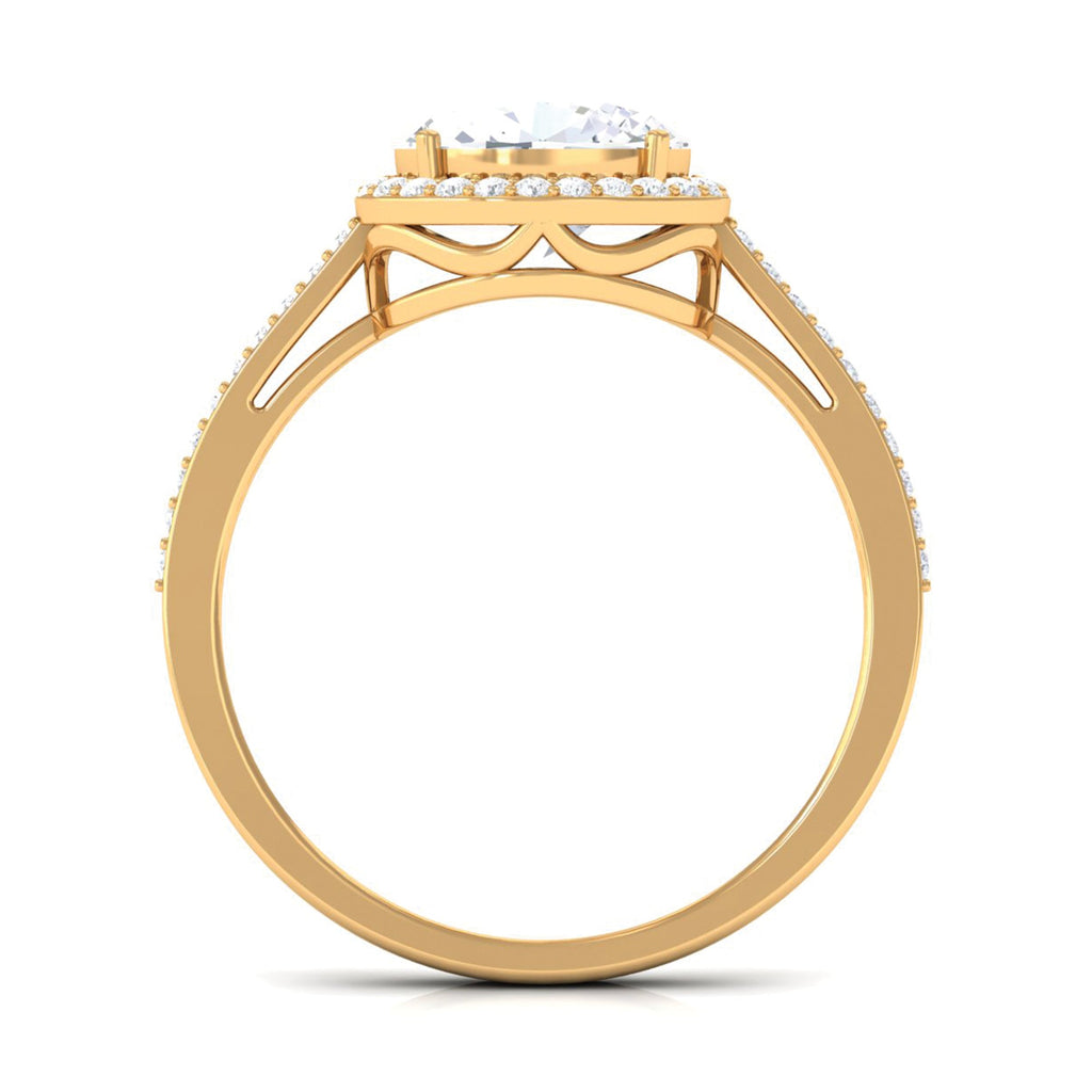2.5 CT Oval Simulated Diamond East West Halo Engagement Ring