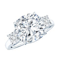 Cushion Cut Zircon Solitaire Engagement Ring with Side Stones