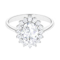 Oval Cut Cubic Zirconia Halo Statement Engagement Ring