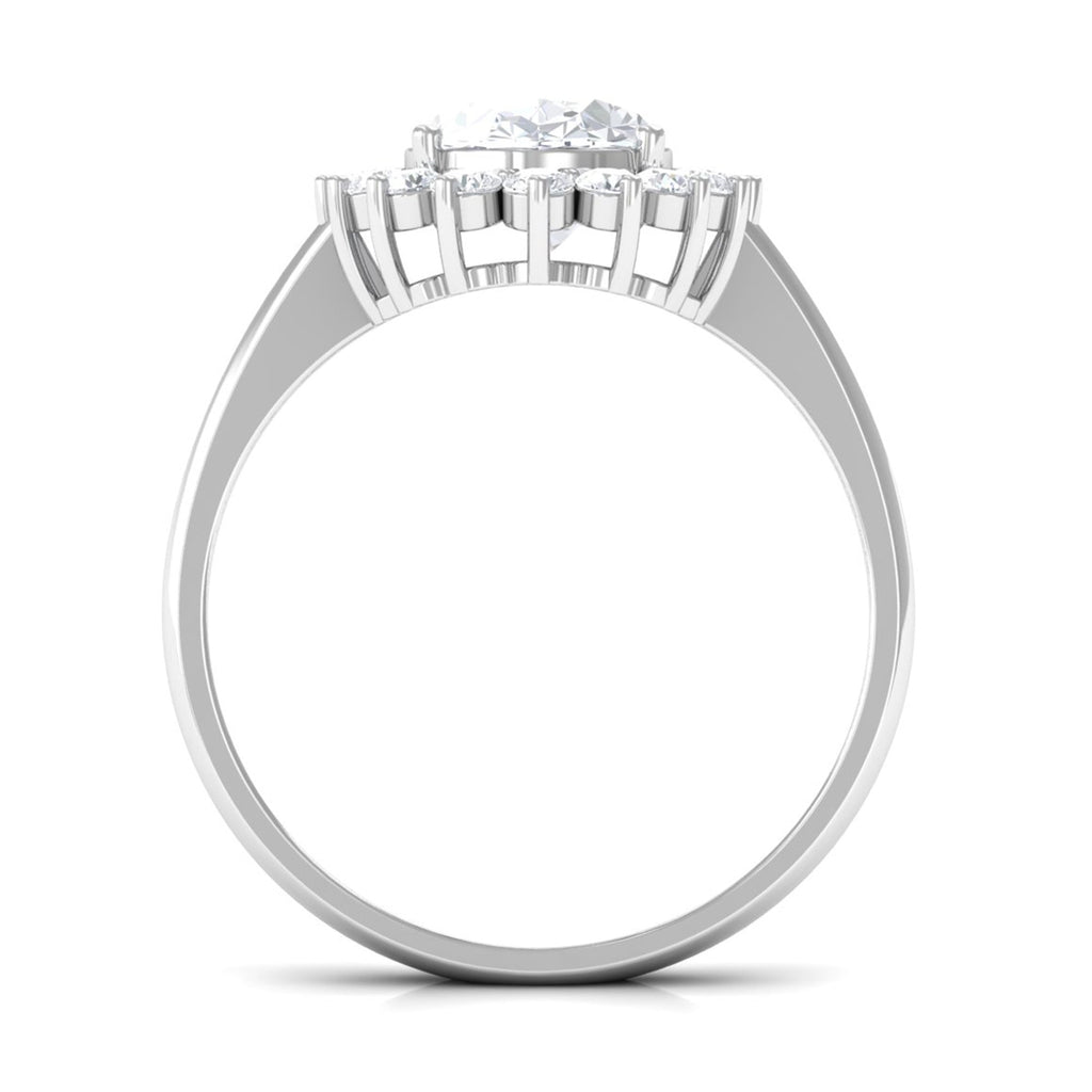 Oval Cut Cubic Zirconia Halo Statement Engagement Ring