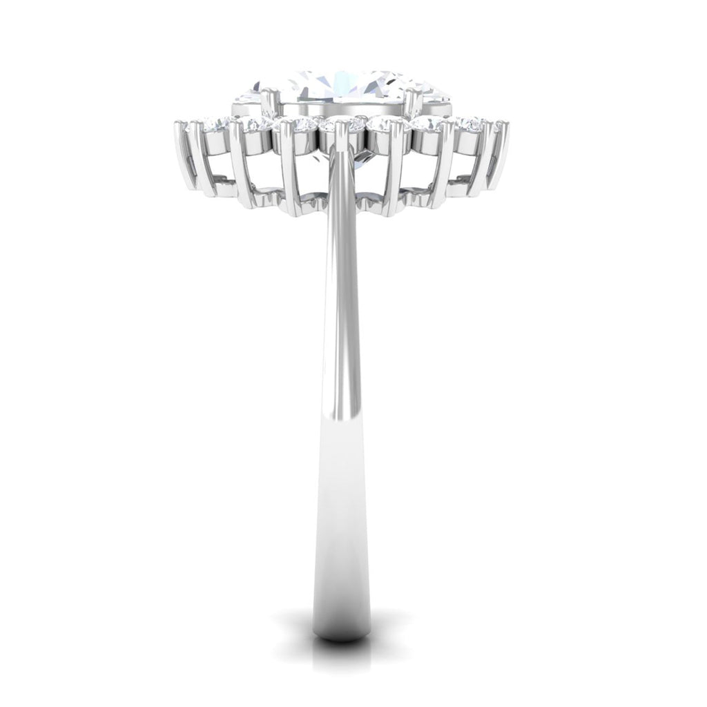 Oval Cut Cubic Zirconia Halo Statement Engagement Ring