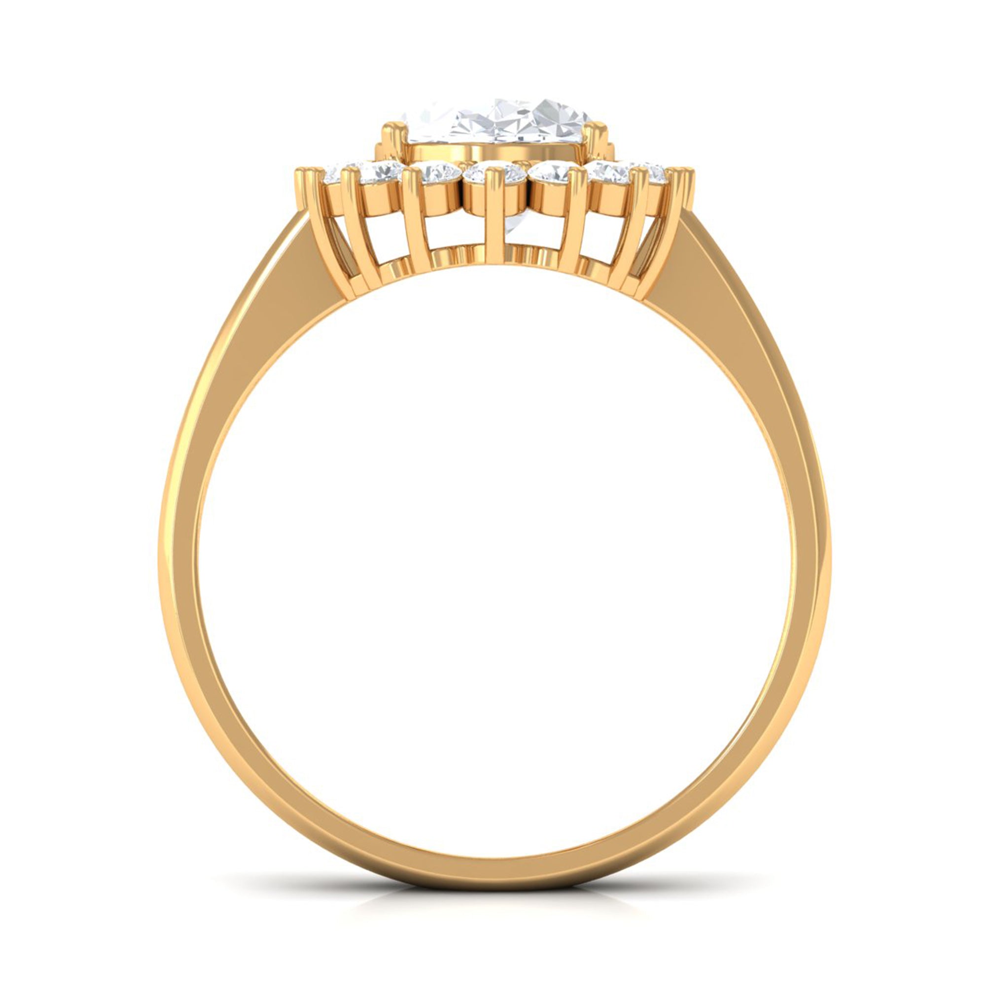 Oval Cut Cubic Zirconia Halo Statement Engagement Ring