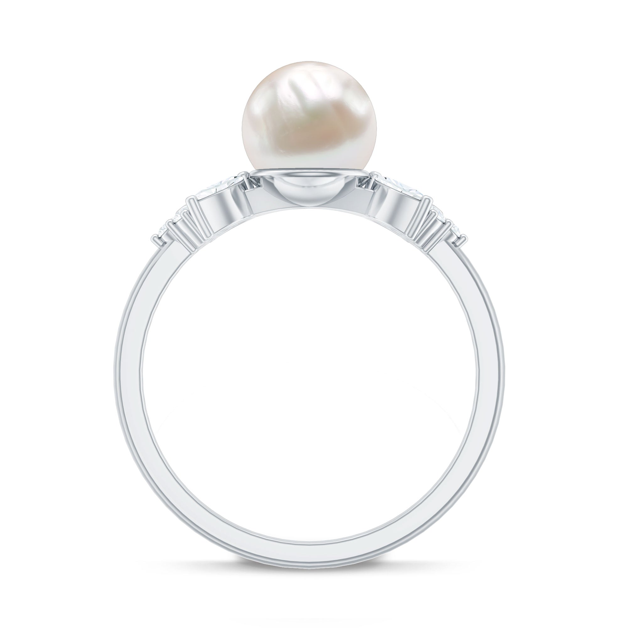 Nature Inspired 7.48 Carat Freshwater Pearl Engagement Ring with Diamond