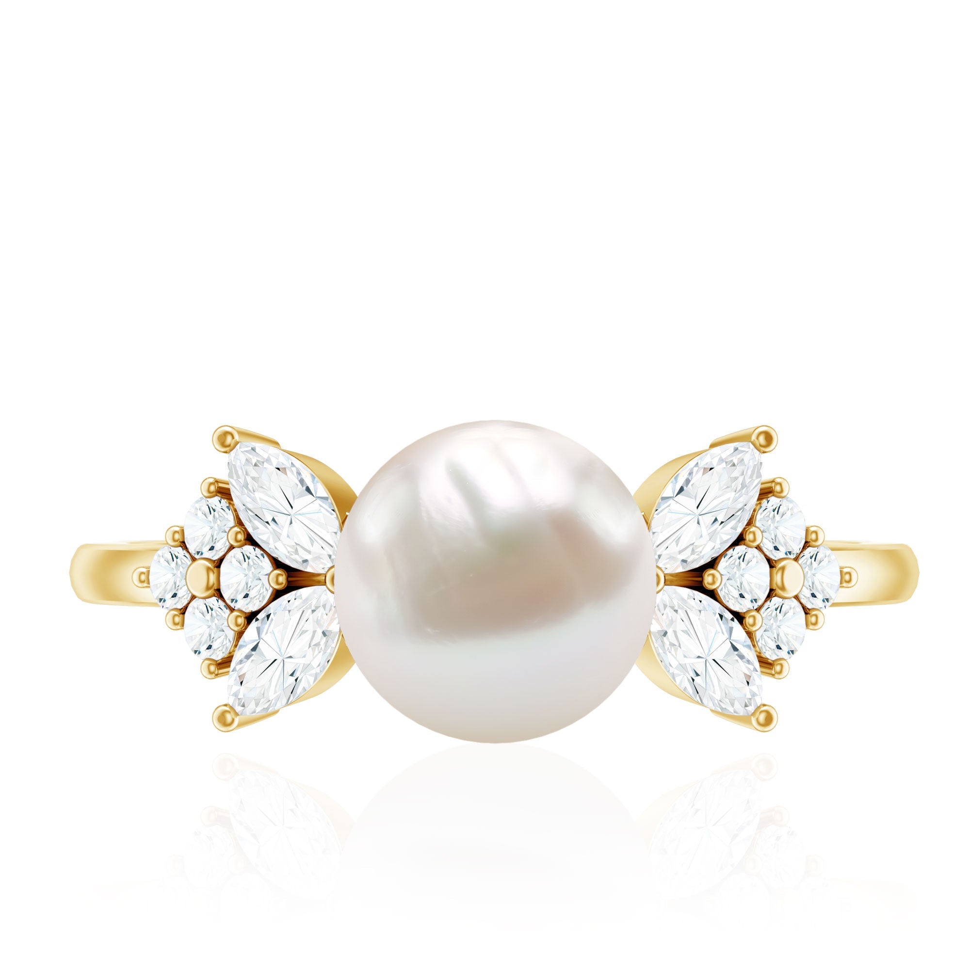 Nature Inspired 7.48 Carat Freshwater Pearl Engagement Ring with Diamond